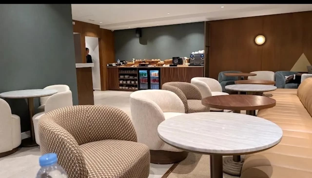Armchairs and tables in the VIP lounge