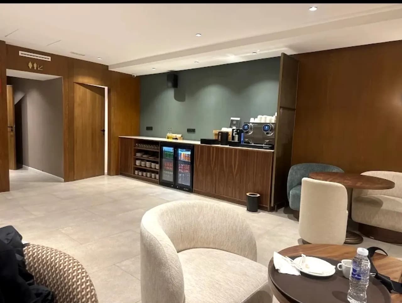 Coffee machine and drinks counter inside the VIP lounge